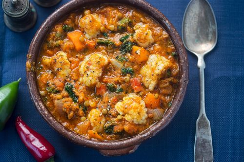 کاری گل کلم-عدس