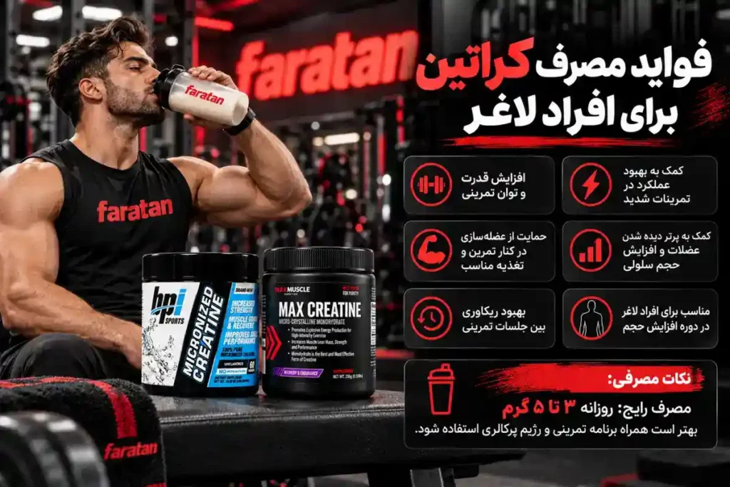 فواید مصرف کراتین برای افراد لاغر-نحوه مصرف کراتین برای افراد لاغر-کراتین برای لاغر ها-داروحانه آنلاین فراتن